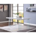 ACME Noland - Dining Table, White High Gloss & Clear Glass