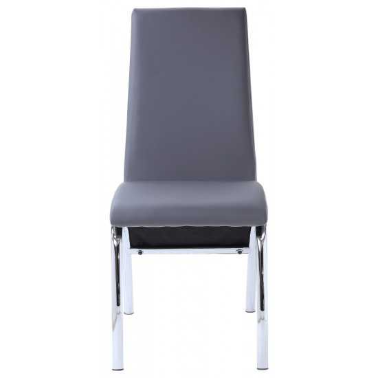 ACME Noland Side Chair (Set-2), Gray PU & Chrome (2Pc/1Ctn)