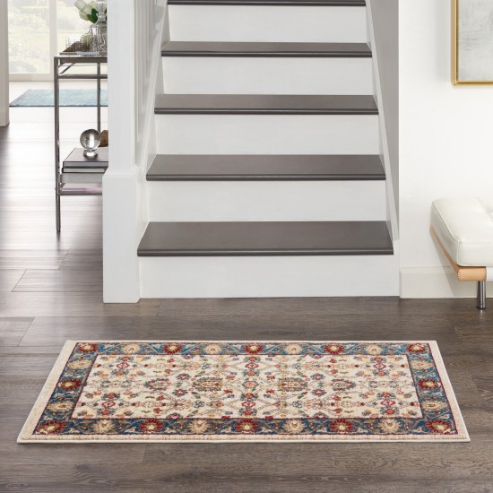 Nourison Karisma KAR01 Runner Rug, Ivory/Blue, 2' x 4'