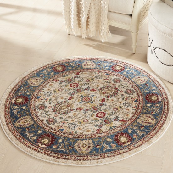 Nourison Karisma KAR01 Area Rug, Ivory/Blue, 4' x Round