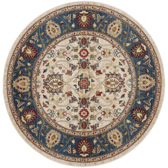 Nourison Karisma KAR01 Area Rug, Ivory/Blue, 6' x Round