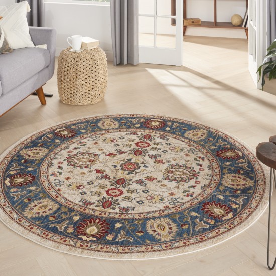 Nourison Karisma KAR01 Area Rug, Ivory/Blue, 6' x Round