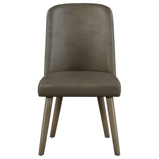 ACME Waylon Side Chair (Set-2), Gray PU & Gray Oak (2Pc/1Ctn)
