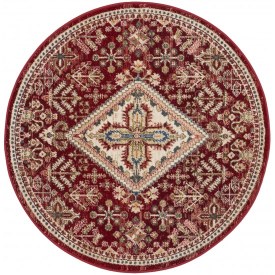 Nourison Karisma KAR02 Area Rug, Brick/Ivory, 4' x Round