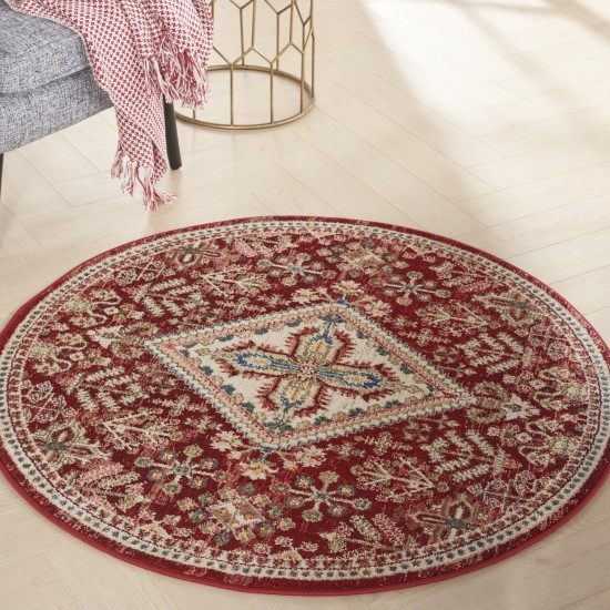 Nourison Karisma KAR02 Area Rug, Brick/Ivory, 4' x Round