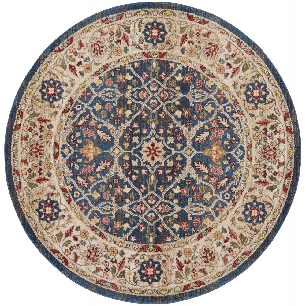 Nourison Karisma KAR03 Area Rug, Blue/Ivory, 6' x Round