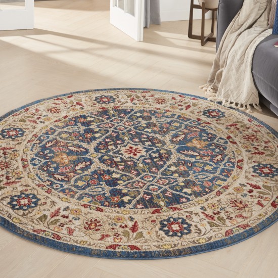 Nourison Karisma KAR03 Area Rug, Blue/Ivory, 6' x Round