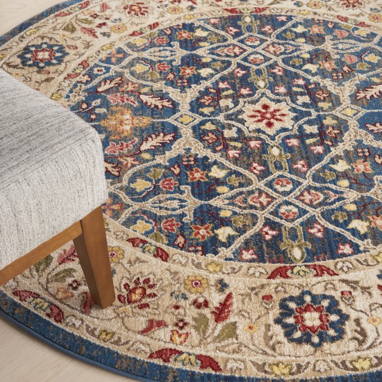 Nourison Karisma KAR03 Area Rug, Blue/Ivory, 6' x Round