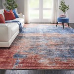 Kathy Ireland Home Safari Dreams KI374 Area Rug, Blue/Brick, 9' x 12'