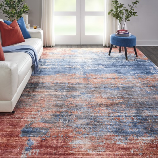 Kathy Ireland Home Safari Dreams KI374 Area Rug, Blue/Brick, 9' x 12'