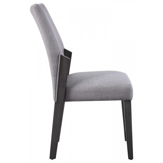 ACME Bernice Side Chair (Set-2), Fabric & Gray Oak (2Pc/1Ctn)