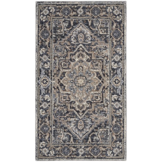 Kathy Ireland Home Moroccan Celebration KI381 Area Rug, Navy, 2'2" x 3'9"