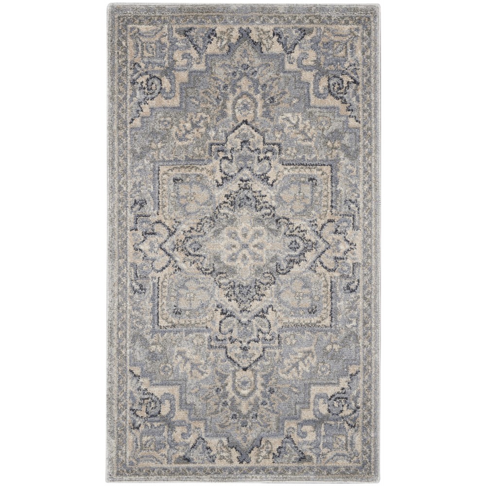 Kathy Ireland Home Moroccan Celebration KI382 Area Rug, Silver, 2'2" x 3'9"