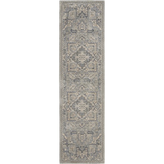 Kathy Ireland Home Moroccan Celebration KI382 Runner Rug, Silver, 2'2" x 7'6"