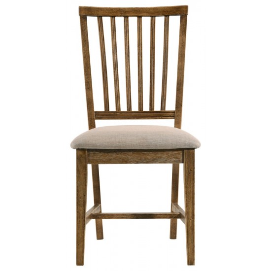 ACME Wallace II Side Chair (Set-2), Tan Linen & Weathered Oak (2Pc/1Ctn)