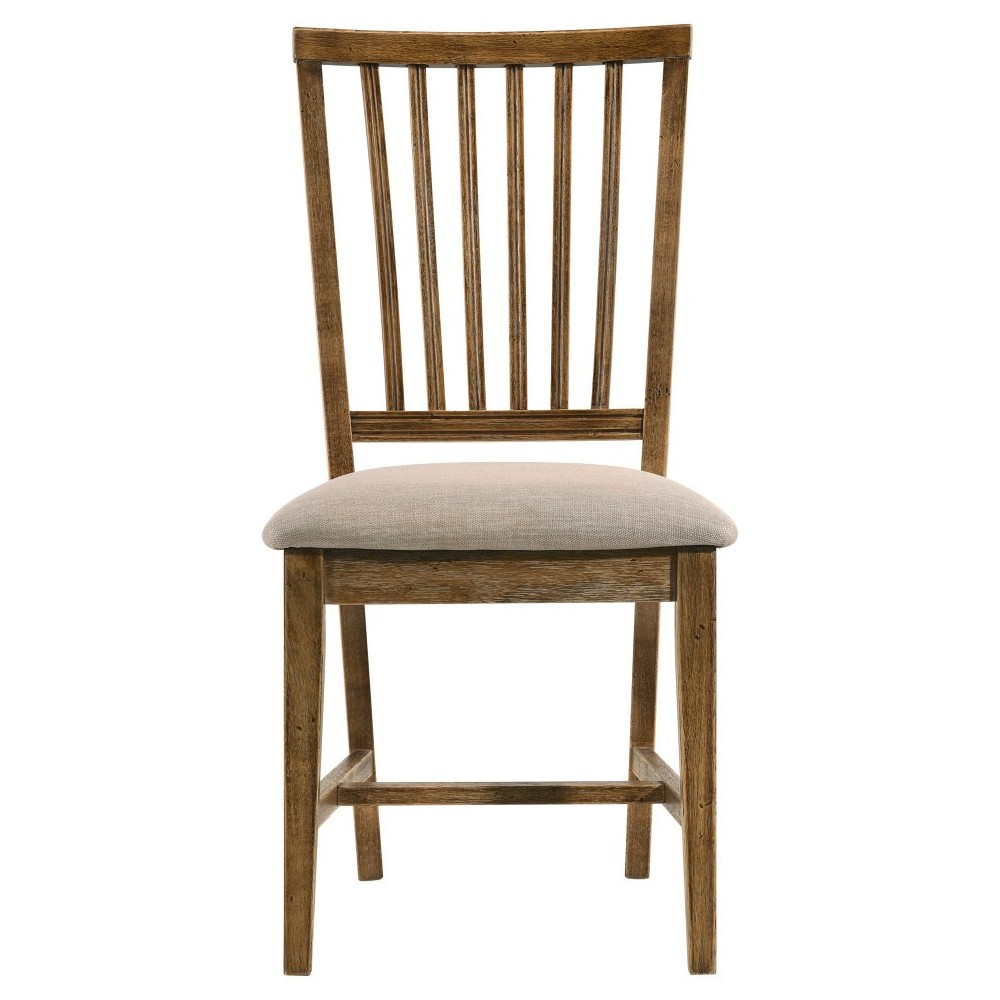 ACME Wallace II Side Chair (Set-2), Tan Linen & Weathered Oak (2Pc/1Ctn)