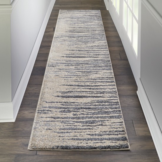 Kathy Ireland Home KI387 Runner Rug, Blue/Beige, 2'2" x 7'6"