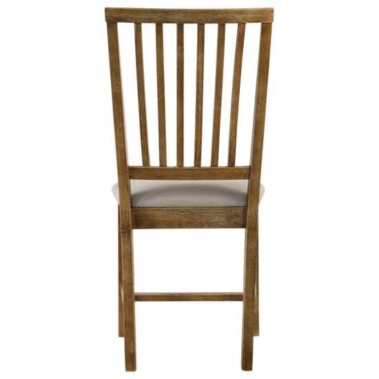 ACME Wallace II Side Chair (Set-2), Tan Linen & Weathered Oak (2Pc/1Ctn)