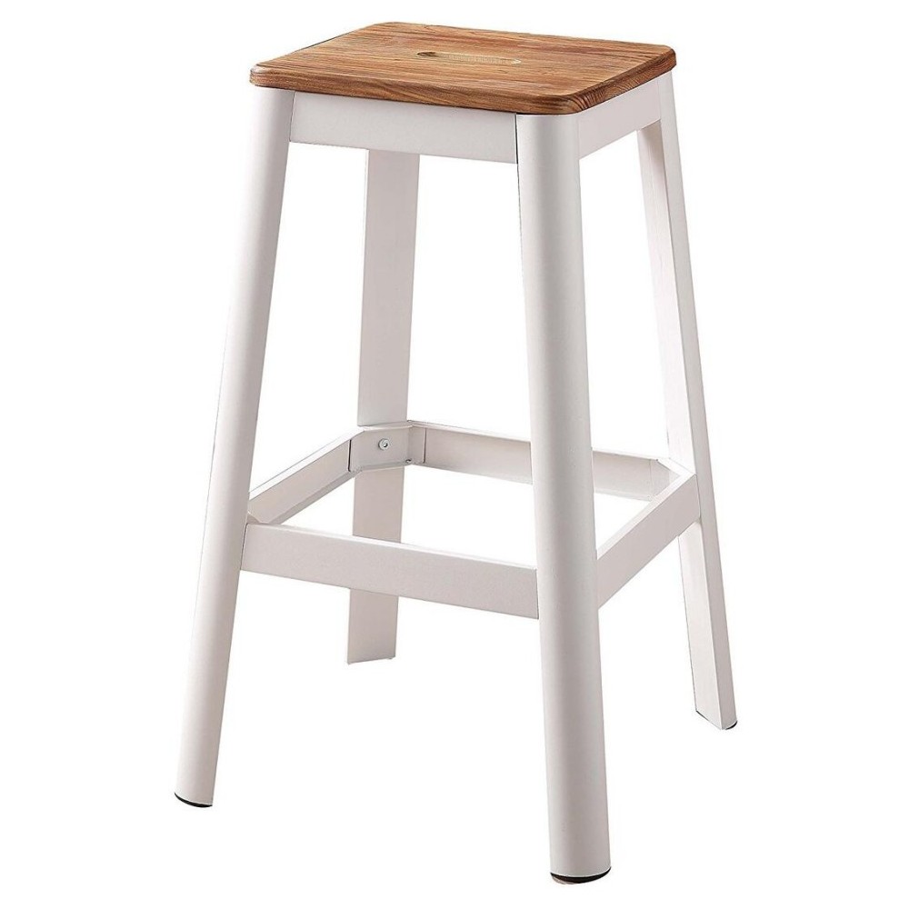 ACME Jacotte Bar Stool (1Pc), Natural & White, 30" Seat Height