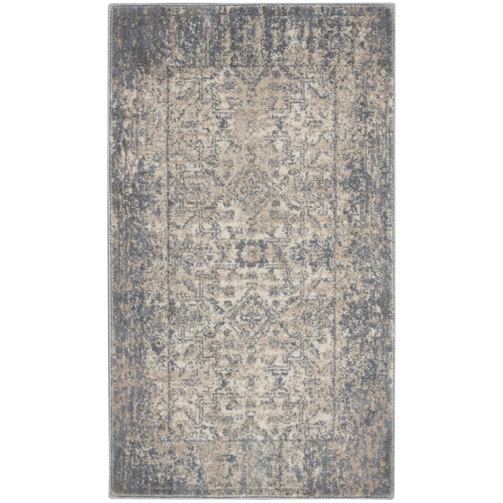 Kathy Ireland Moroccan Celebration KI3M1 Area Rug, Ivory/Slate, 2'2" x 3'9"