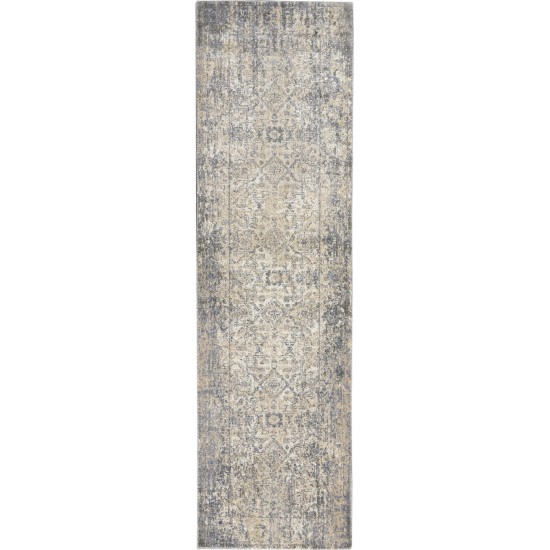 Kathy Ireland Moroccan Celebration KI3M1 Runner Rug, Ivory/Slate, 2'2" x 7'6"