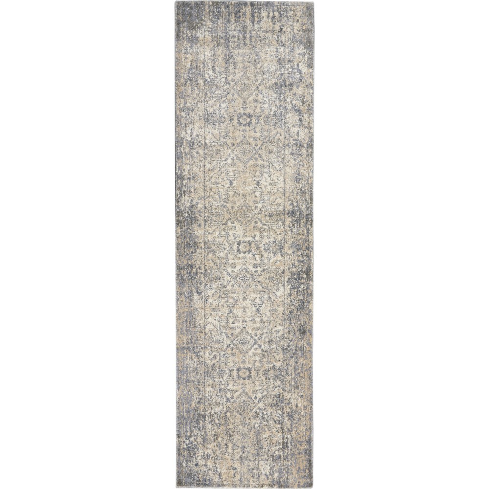 Kathy Ireland Moroccan Celebration KI3M1 Runner Rug, Ivory/Slate, 2'2" x 7'6"