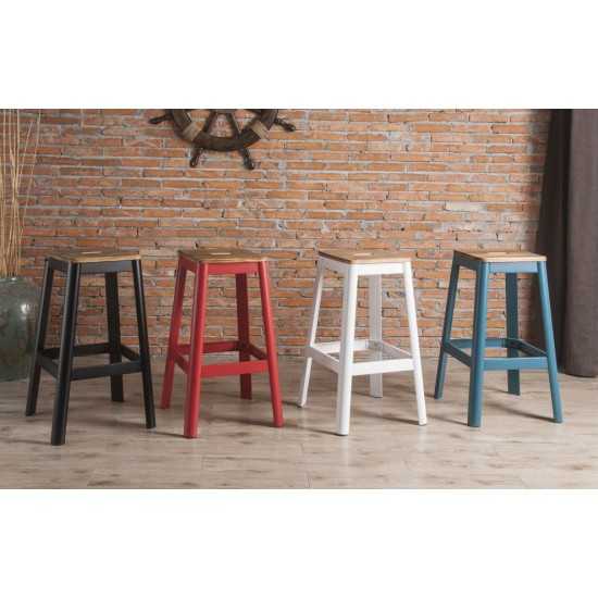 ACME Jacotte Bar Stool (1Pc), Natural & White, 30" Seat Height
