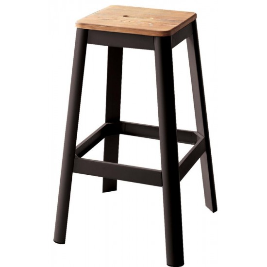 ACME Jacotte Bar Stool (1Pc), Natural & Black, 30" Seat Height