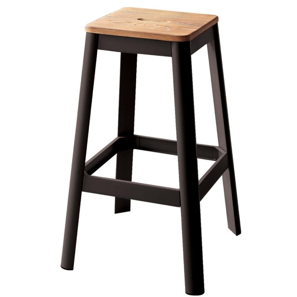 ACME Jacotte Bar Stool (1Pc), Natural & Black, 30" Seat Height