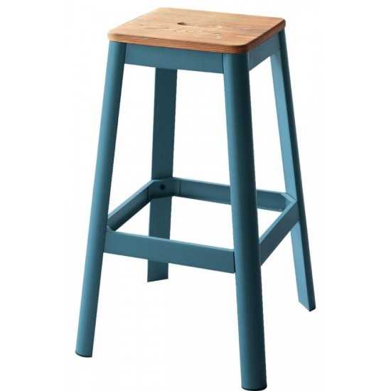 ACME Jacotte Bar Stool (1Pc), Natural & Teal, 30" Seat Height