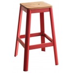 ACME Jacotte Bar Stool (1Pc), Natural & Red, 30" Seat Height