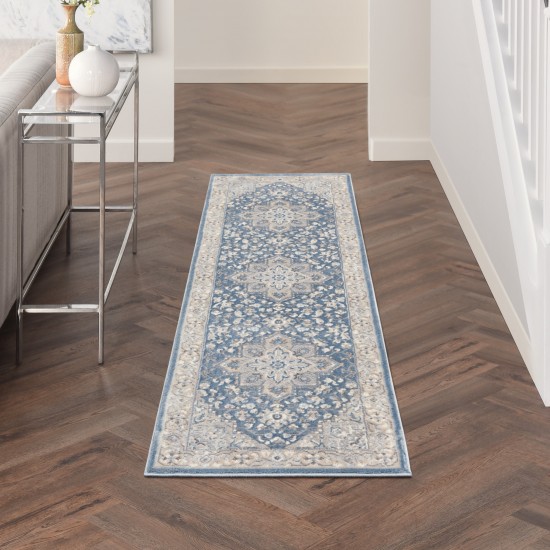 Kathy Ireland Grand Villa KI80 Runner Rug, Blue, 2'3" x 7'3"