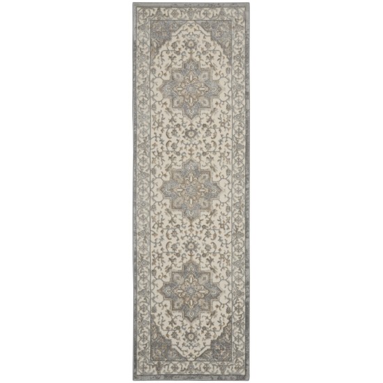 Kathy Ireland Grand Villa KI80 Runner Rug, Light Grey, 2'3" x 7'3"