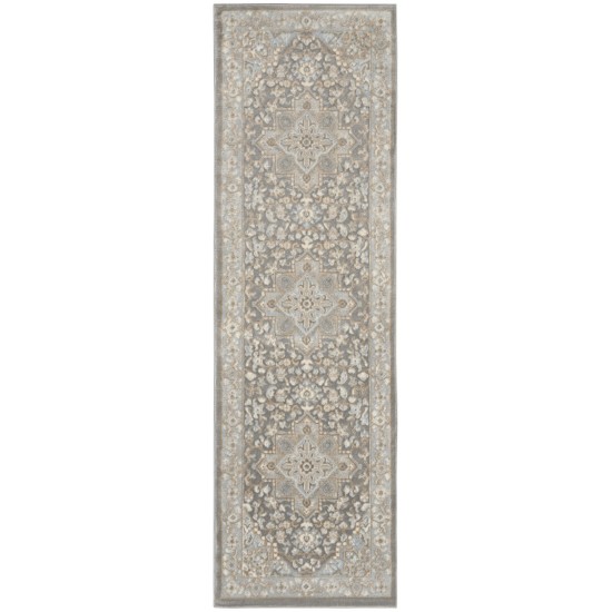 Kathy Ireland Grand Villa KI80 Runner Rug, Silver/Grey, 2'3" x 7'3"