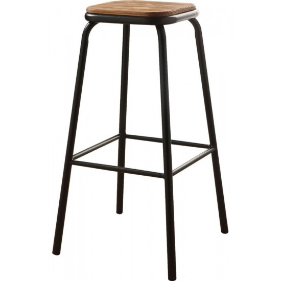 ACME Scarus Bar Stool (Set-2), Natural & Black, 30" Seat Height