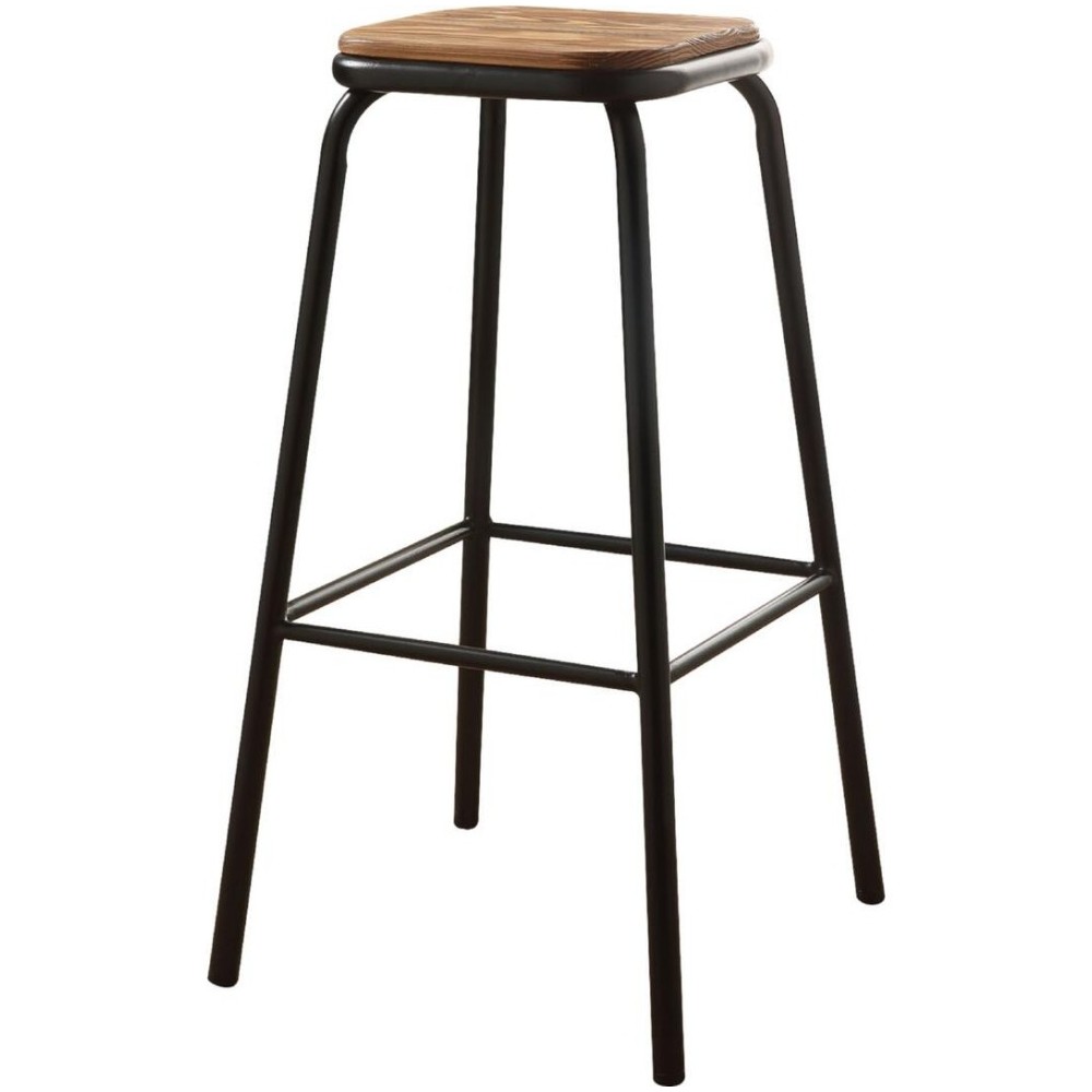 ACME Scarus Bar Stool (Set-2), Natural & Black, 30" Seat Height ACME Scarus Bar Stool (Set-2), Natural & Black, 30" Seat Height