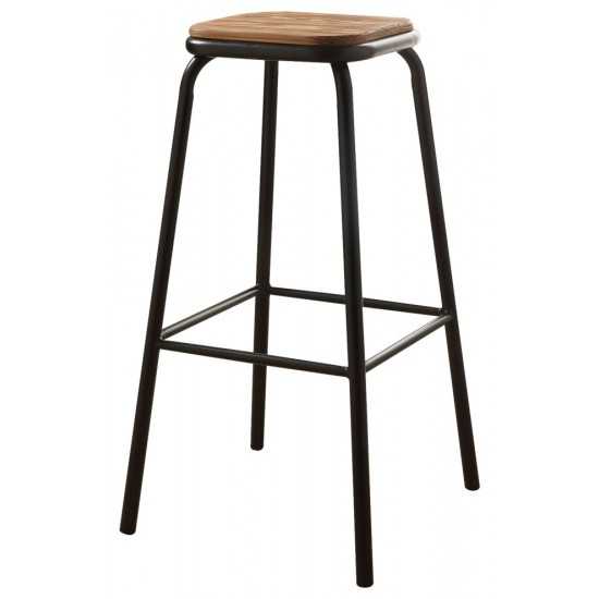ACME Scarus Bar Stool (Set-2), Natural & Black, 30" Seat Height
