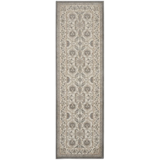 Kathy Ireland Grand Villa KI83 Runner Rug, Light Grey, 2'3" x 7'3"