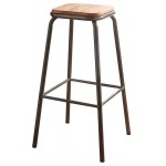 ACME Scarus Bar Stool (Set-2), Natural & Gunmetal, 30" Seat Height