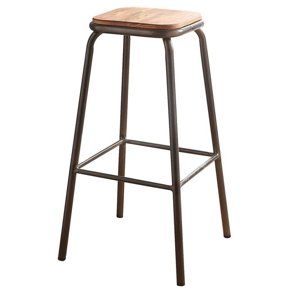 ACME Scarus Bar Stool (Set-2), Natural & Gunmetal, 30" Seat Height