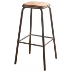 ACME Scarus Bar Stool (Set-2), Natural & Gunmetal, 30" Seat Height