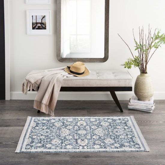 Nourison Lennox LEN01 Area Rug, Blue/Ivory, 2'3" x 3'9"