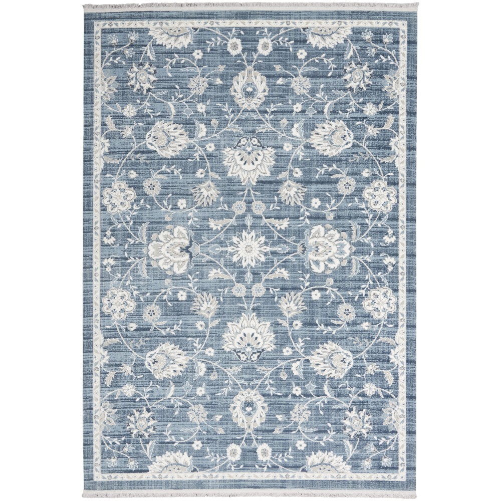 Nourison Lennox LEN01 Area Rug, Blue/Ivory, 4' x 6'