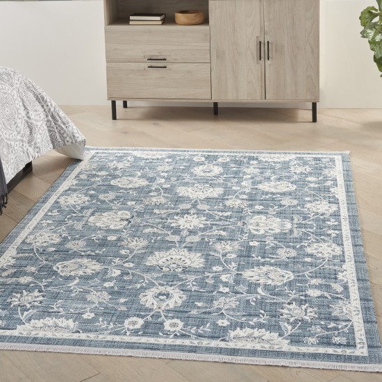 Nourison Lennox LEN01 Area Rug, Blue/Ivory, 4' x 6'