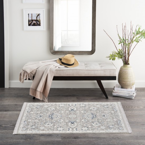 Nourison Lennox LEN01 Area Rug, Grey/Ivory, 2'3" x 3'9"