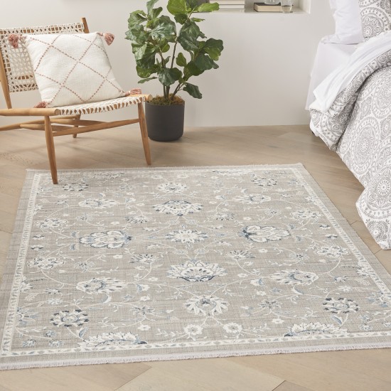 Nourison Lennox LEN01 Area Rug, Grey/Ivory, 4' x 6'