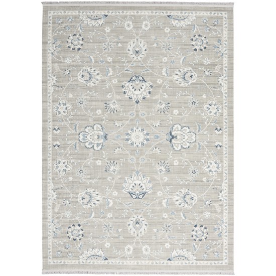 Nourison Lennox LEN01 Area Rug, Grey/Ivory, 5'3" x 7'3"