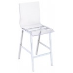 ACME Nadie Counter Height Chair (Set-2), Clear Acrylic & Chrome