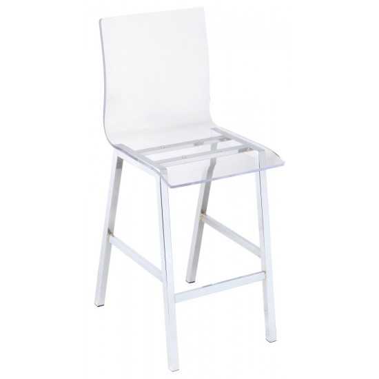 ACME Nadie Counter Height Chair (Set-2), Clear Acrylic & Chrome