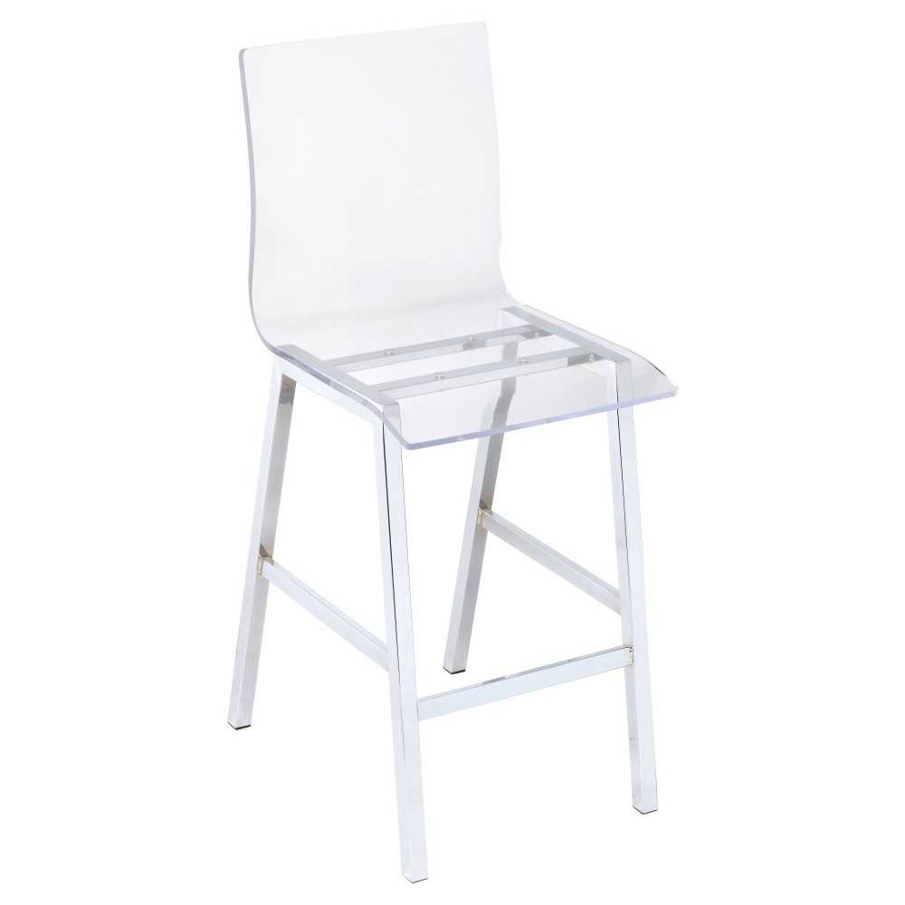 ACME Nadie Counter Height Chair (Set-2), Clear Acrylic & Chrome